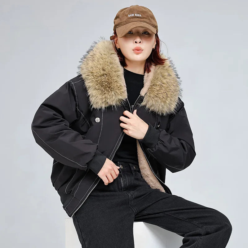 Boutique Wholesale 2025 Winter New Fashionable Hoodie Versatile Casual Loose Slim Women's Coat