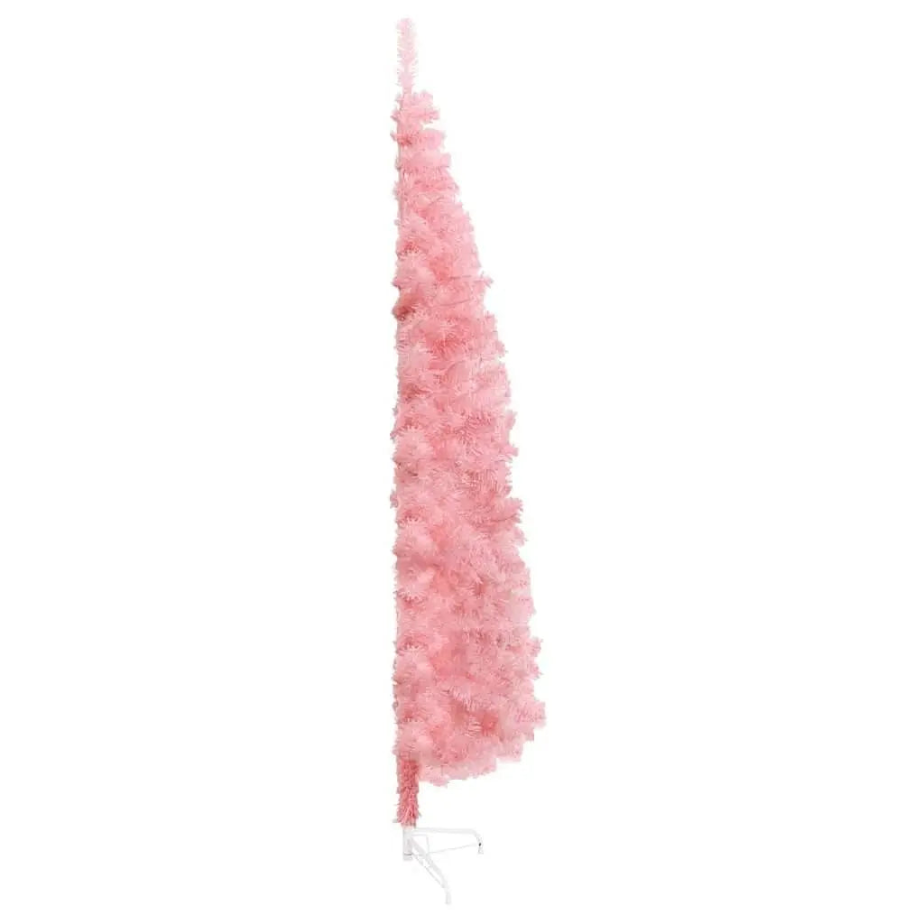 W2B VidaXL Modern Luxury Artificial Half Christmas Tree 180 cm Pink PVC & Steel Customizable Stand for Decorated Home