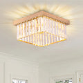 Modern Nordic Gold Crystal Pendant Ceiling Lights K9 Crystals Square Chandelier for Living Room and Hotel Home Decor