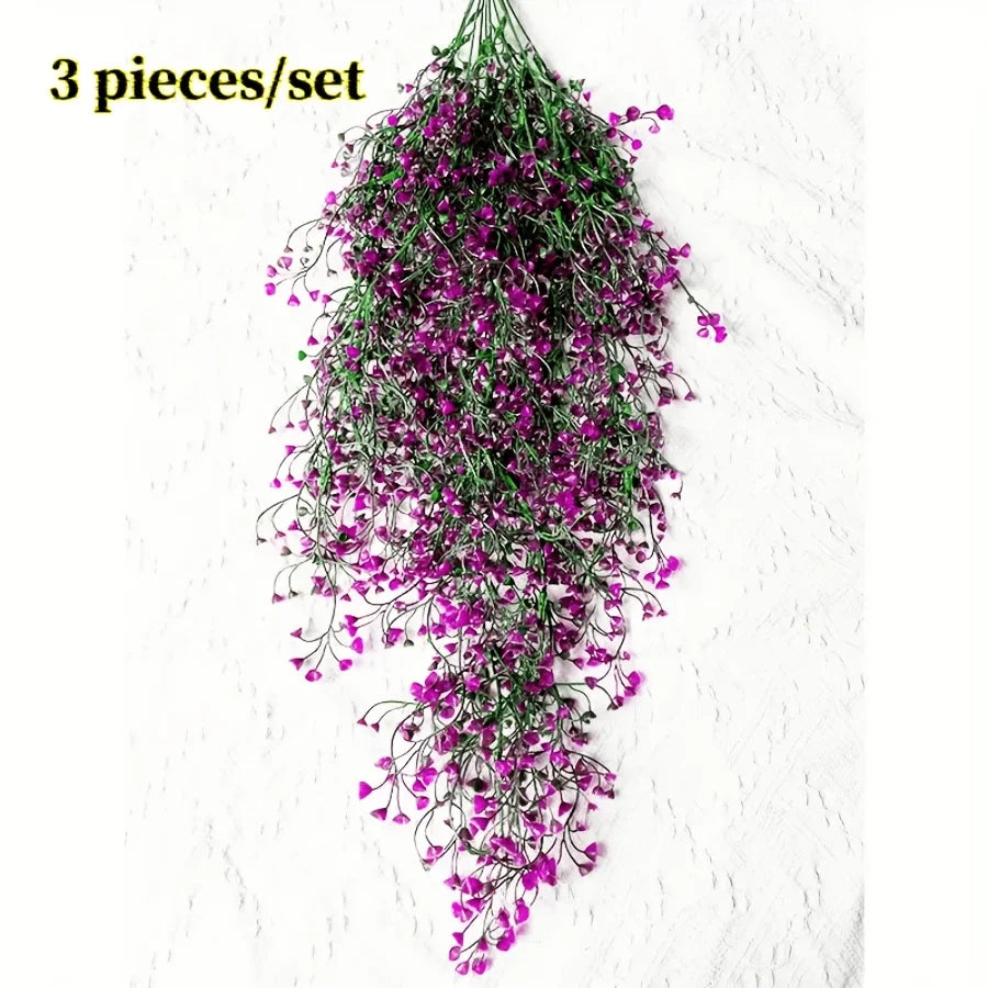 3pcs Golden Artificial Flowers 3pcs Golden Artificial Fake Flowers, Wall Mounted Hanging Home Decoration | Simulated Willows