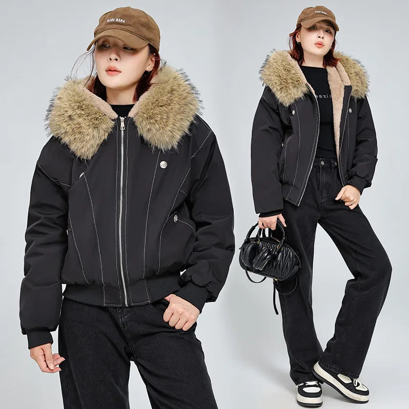 Boutique Wholesale 2025 Winter New Fashionable Hoodie Versatile Casual Loose Slim Women's Coat