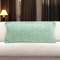 HMS 6\" X 14\" Blue Green Paisley Embroidered Cotton Throw Pillow Cover Elegant Towel for Home Decor