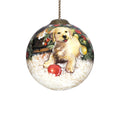 Customizable Size Hand Painted and Mouth Blown Glass Ornament HMS Puppy Under the Christmas Tree for Home Decorations