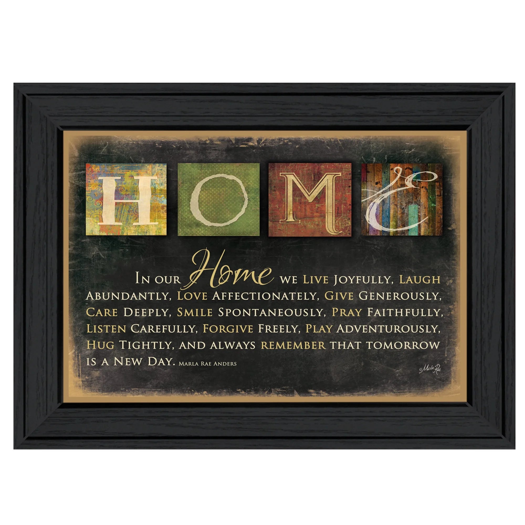 1 Black Framed Wall Art Print HMS in Our Home Home Decor Wall Decoration