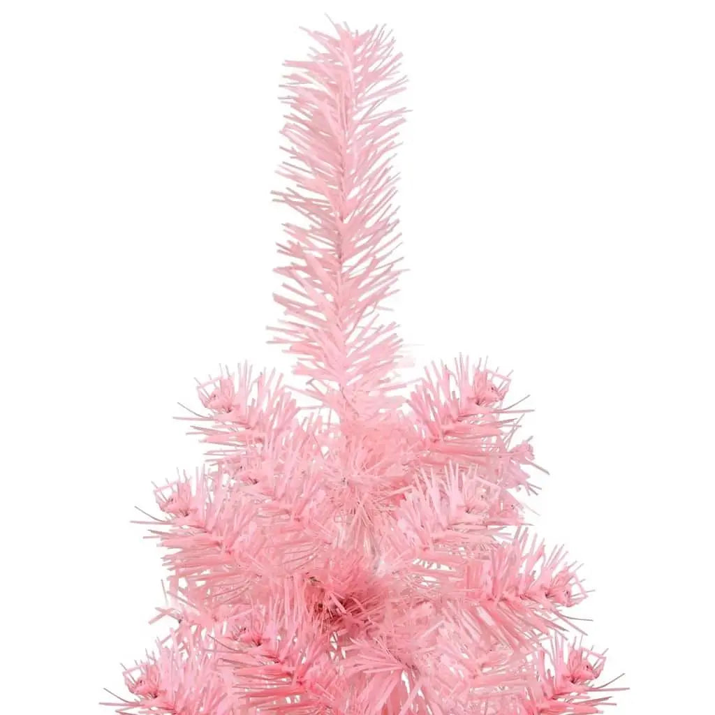 W2B VidaXL Modern Luxury Artificial Half Christmas Tree 180 cm Pink PVC & Steel Customizable Stand for Decorated Home