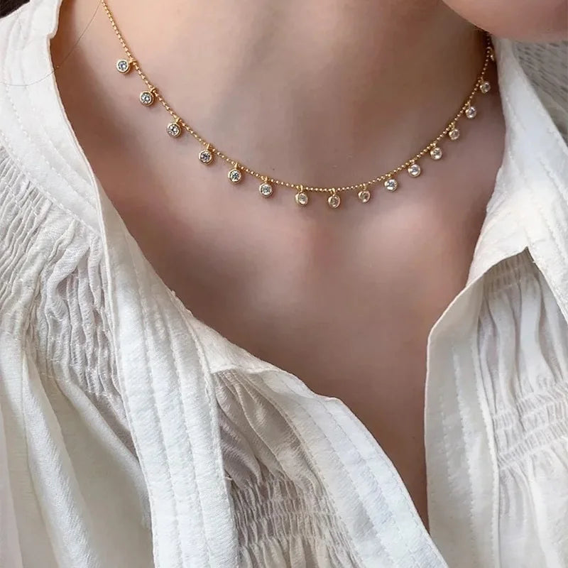 New S925 Silver Tassel Bubble Women's Pendant Necklace, Niche, Light Luxury, Exquisite, High-quality Wedding Jewelry