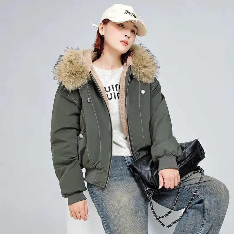 Boutique Wholesale 2025 Winter New Fashionable Hoodie Versatile Casual Loose Slim Women's Coat