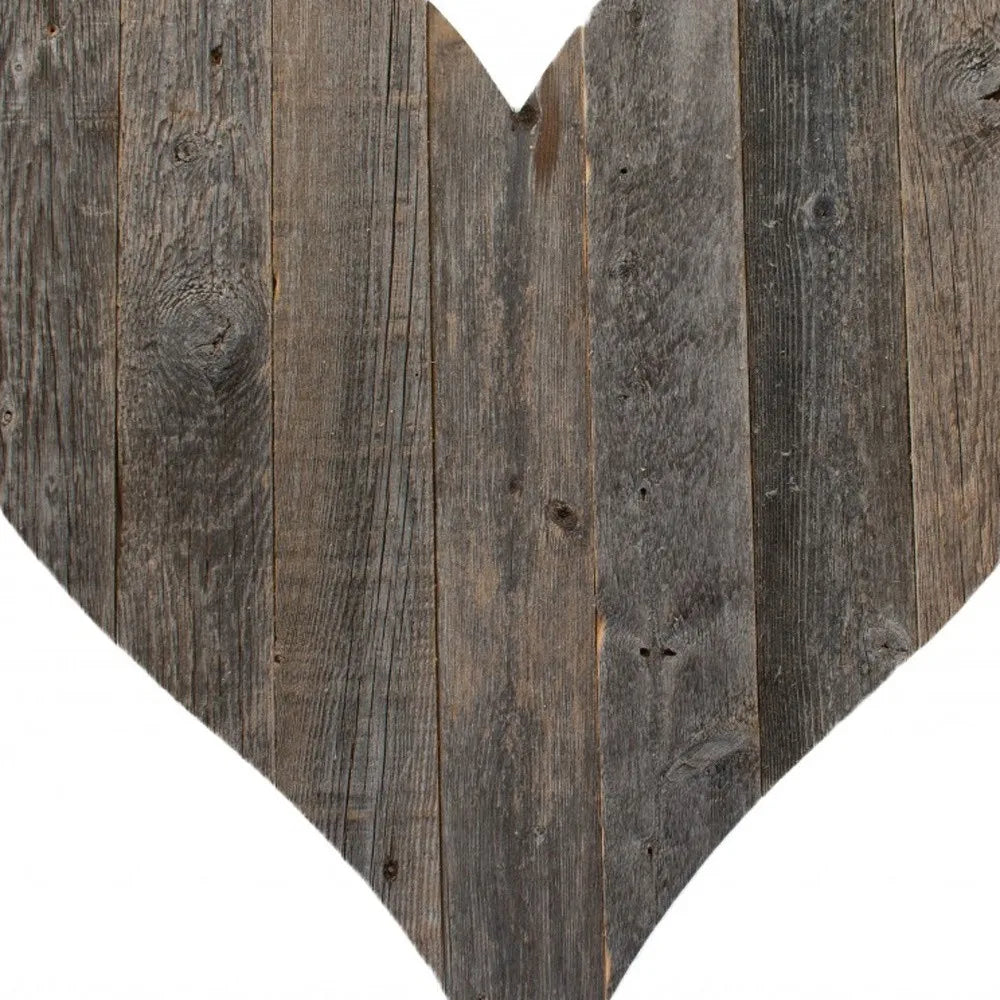 HMS 18\" Weathered Gray Reclaimed Wood Heart Wall Decor Stylish Home Decorative Piece