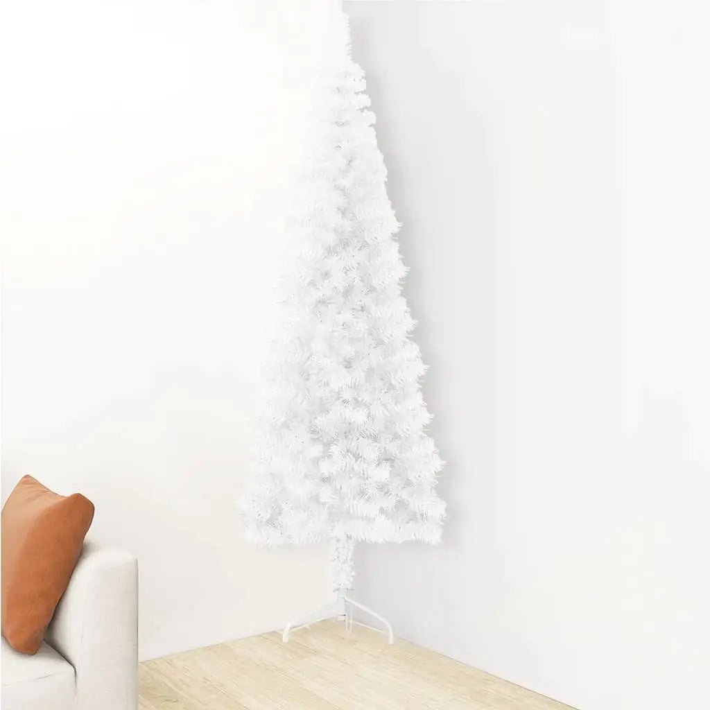 W2B VidaXL Luxury Half Artificial Christmas Tree White PVC Steel Slim High Quality Standing for Home Outdoor Decorations