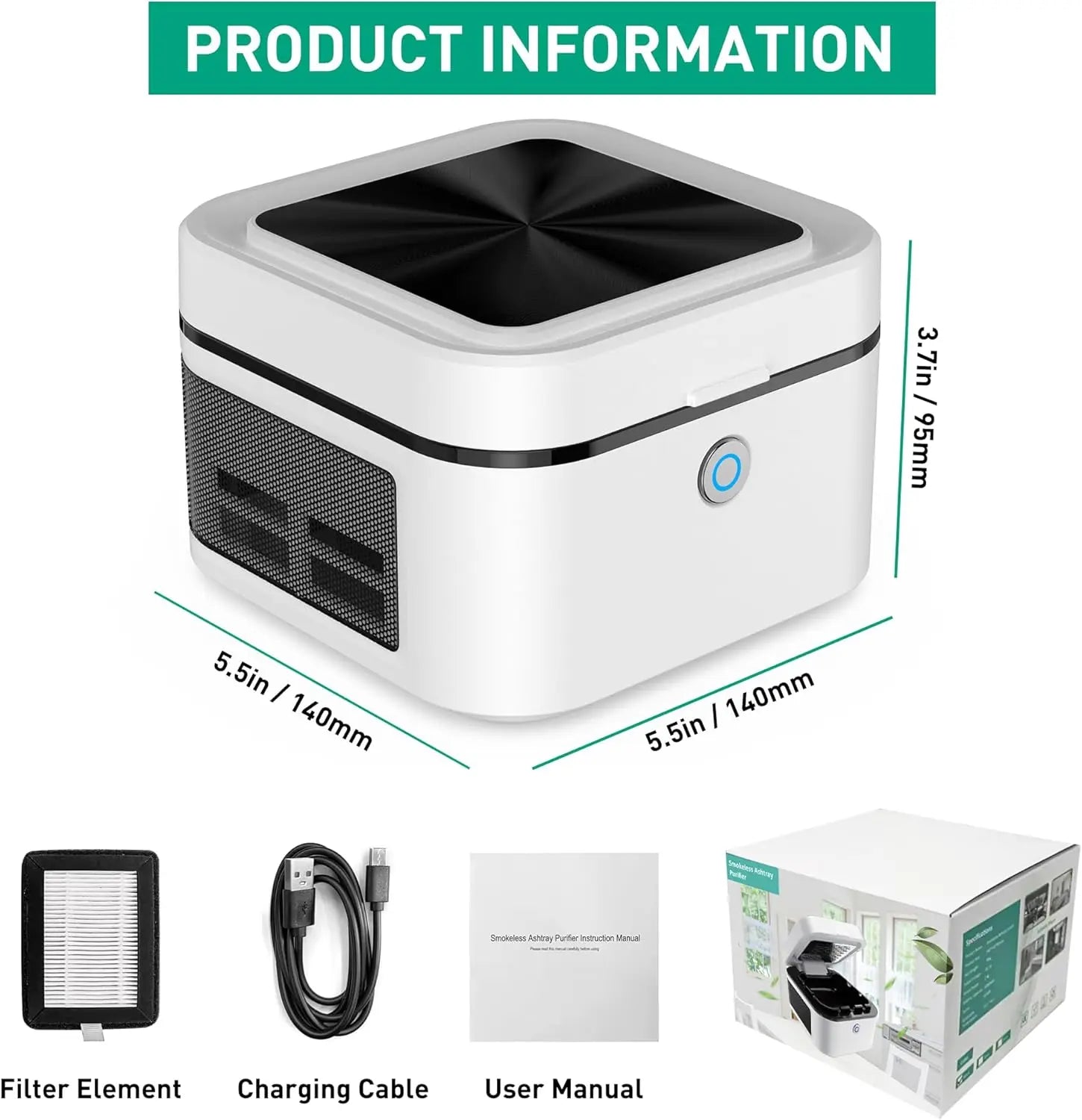Free Shipping Air Purifier Multifunctional Smokeless Ashtray for Cigarette Smoker, HEPA Filter Smoke Ashtray for Home Office