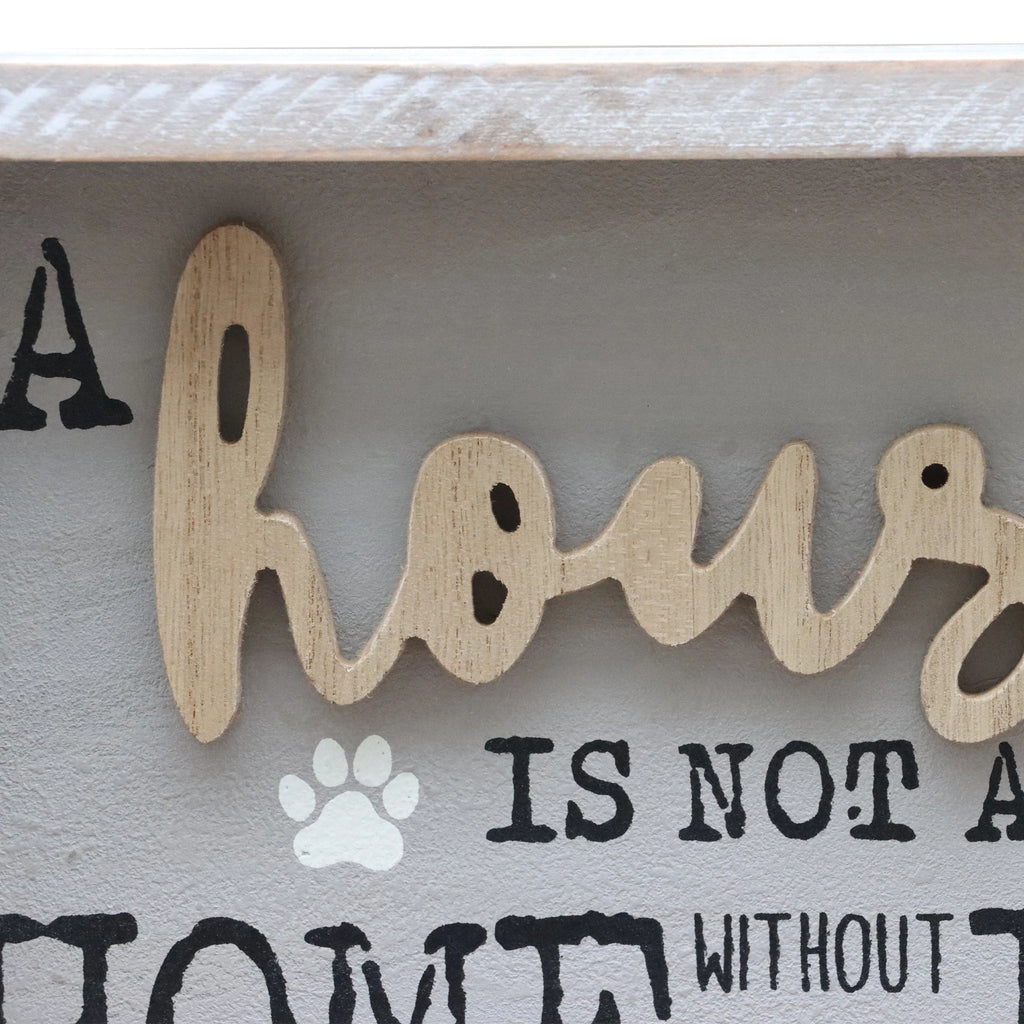 Parisloft A House is Not A Home Without A Dog Wooden Dog Signs for Dog LoversRustic Wood Pet Sign Plaque 9.5x1.5x7''