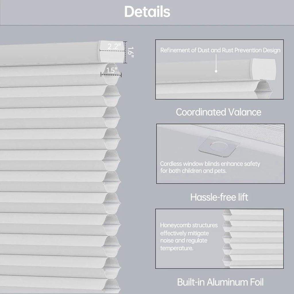 Blackout Cordless Cellular Shades Pull Down Honeycomb Blinds  Custom Side Window Treatment for Home Office Living Room