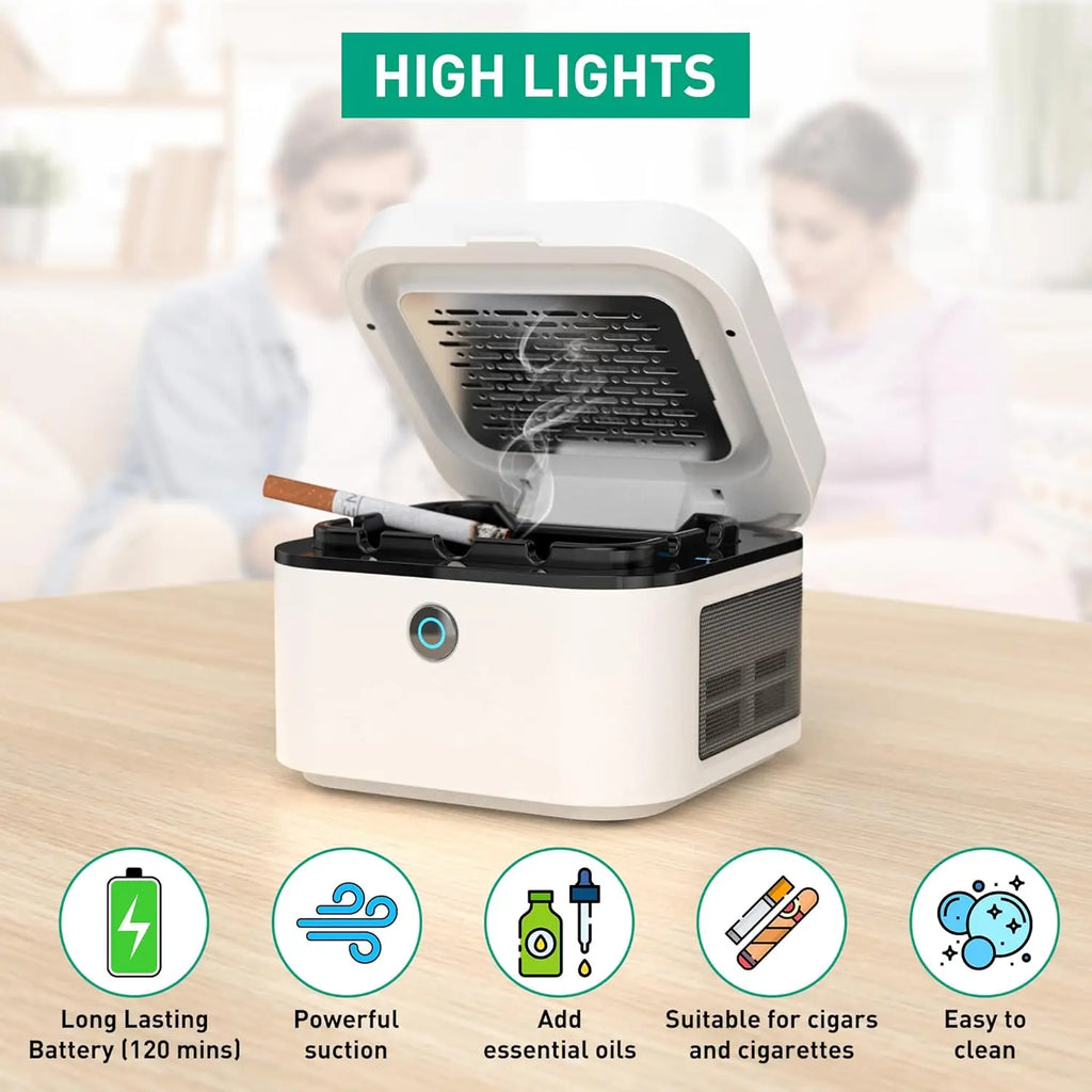 Free Shipping Air Purifier Multifunctional Smokeless Ashtray for Cigarette Smoker, HEPA Filter Smoke Ashtray for Home Office