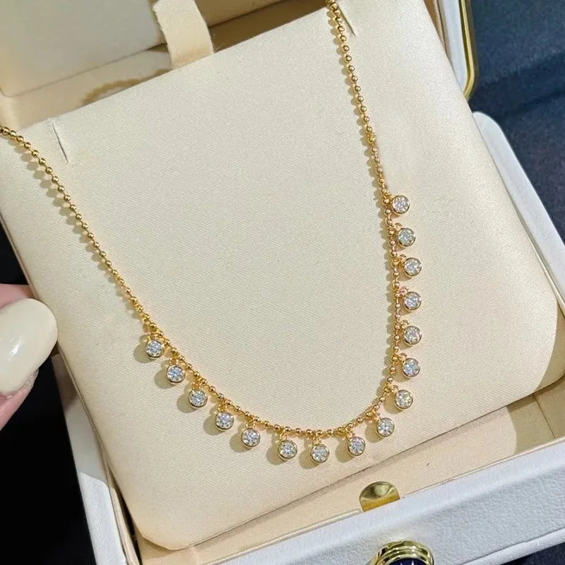 New S925 Silver Tassel Bubble Women's Pendant Necklace, Niche, Light Luxury, Exquisite, High-quality Wedding Jewelry