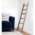 HMS 72\" Rustic Weathered Grey Wood Ladder Shelf Six-Step Home Furniture