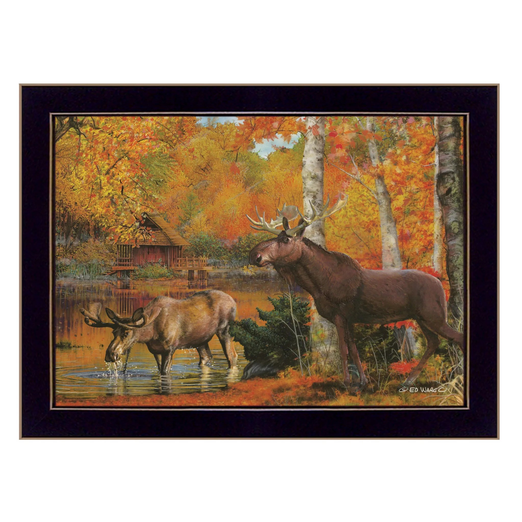"Black Framed 'Peaceful Retreat' Print Wall Art for Home Decor"