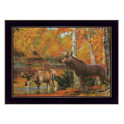 "Black Framed 'Peaceful Retreat' Print Wall Art for Home Decor"