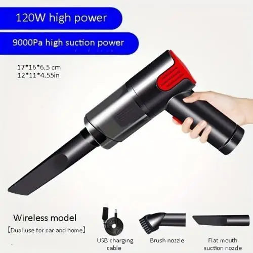 Portable 120W Red ABS Mini Desk Vacuum Cleaner Home Handheld with DC 12V USB Charging Wired & Wireless Type Car Battery Powered