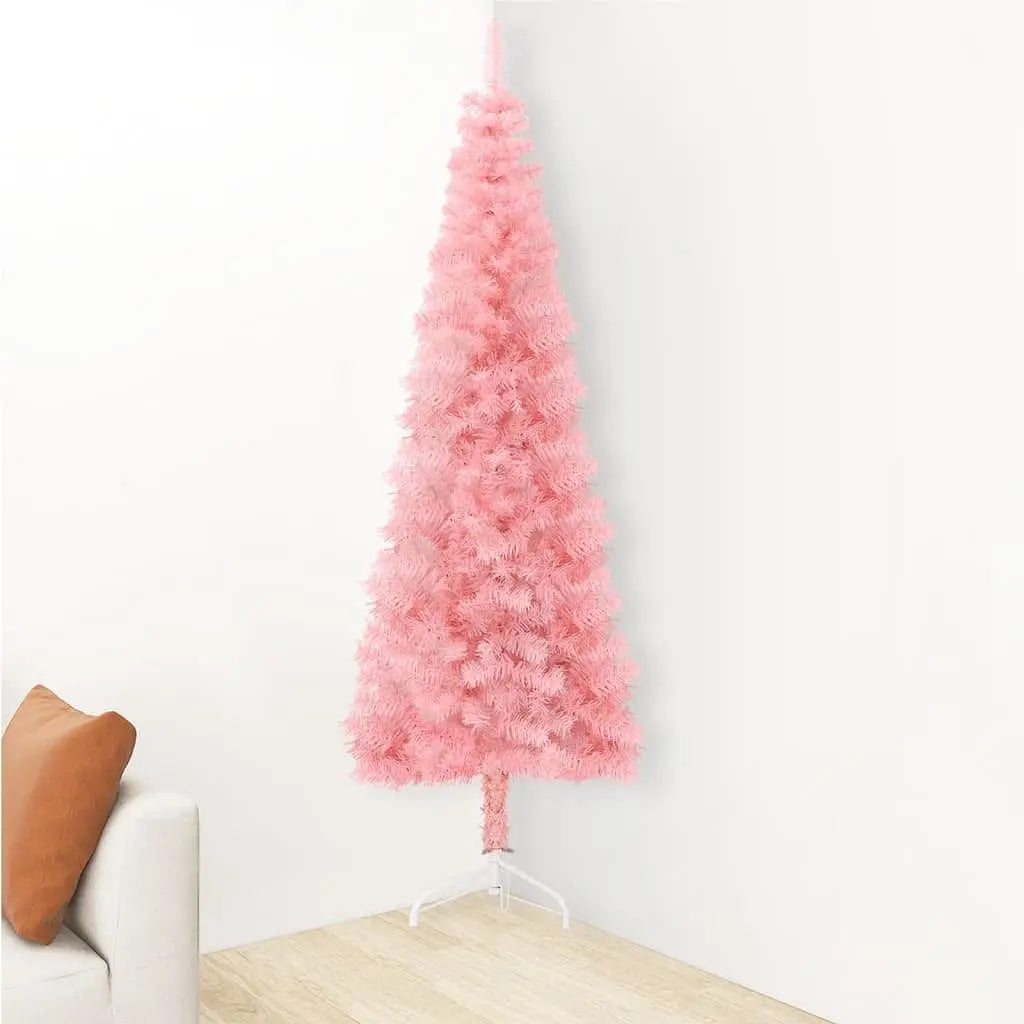 W2B VidaXL Modern Luxury Artificial Half Christmas Tree 180 cm Pink PVC & Steel Customizable Stand for Decorated Home