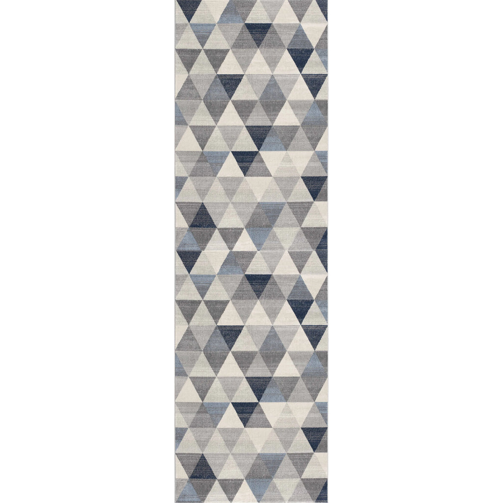 HMS Modern 16' Geometric Runner Rug Blue Beige Gray Wool Jute Carpet Handmade Tufted Woven Anti-Slip for Home Prayer Washable