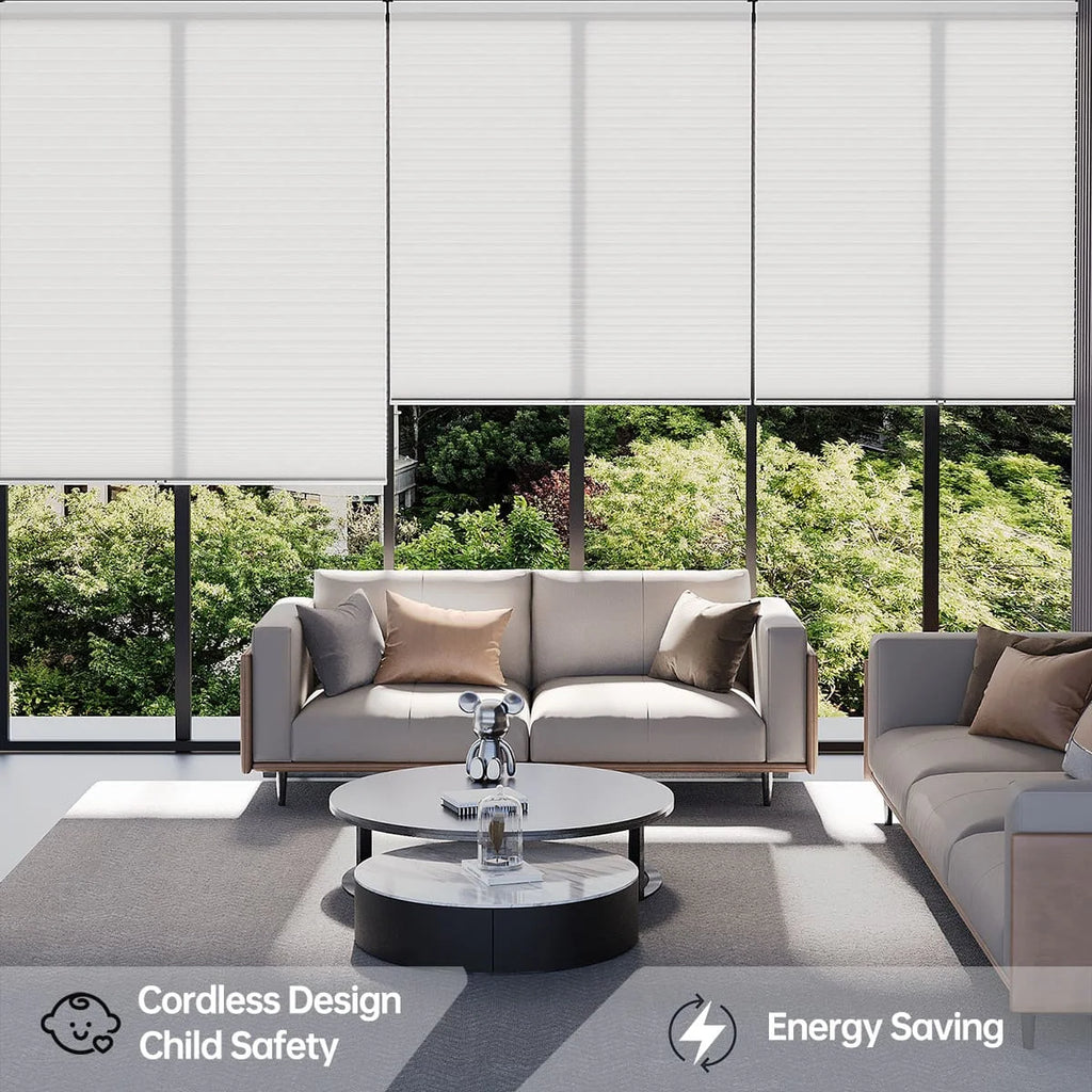 Blackout Cordless Cellular Shades Pull Down Honeycomb Blinds  Custom Side Window Treatment for Home Office Living Room