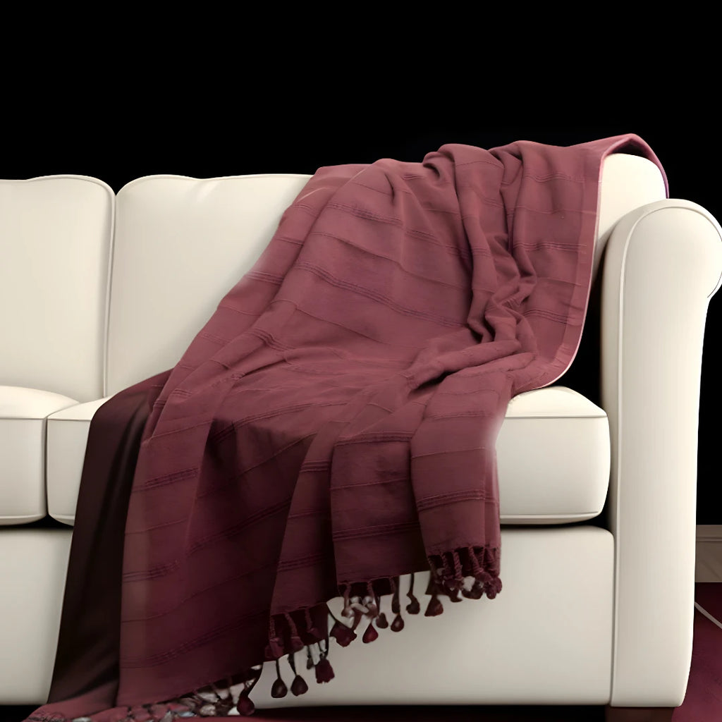 HMS Luxury Green Woven Cotton Blanket Modern Striped Super Soft Comfortable for Bed Sofa Home Decorative Knitted Technique