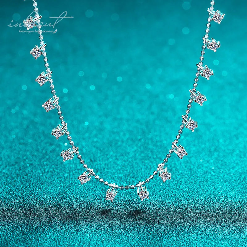 Silver 925 Original Total 3-9 Carat Diamond Test Past Brilliant Cut D Color Moissanite Full Star Pendant Necklace Fine Jewelry