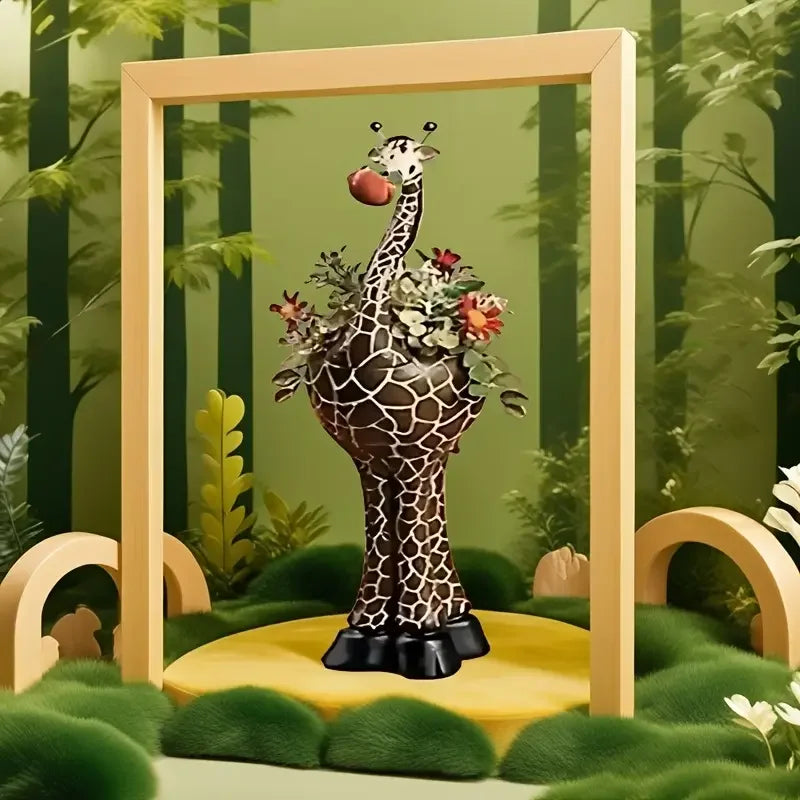 Enchanting Giraffe Flower Pot - Resin Garden Decoration, Suitable for Indoor/outdoor Gardens, Courtyards, and Home Decor