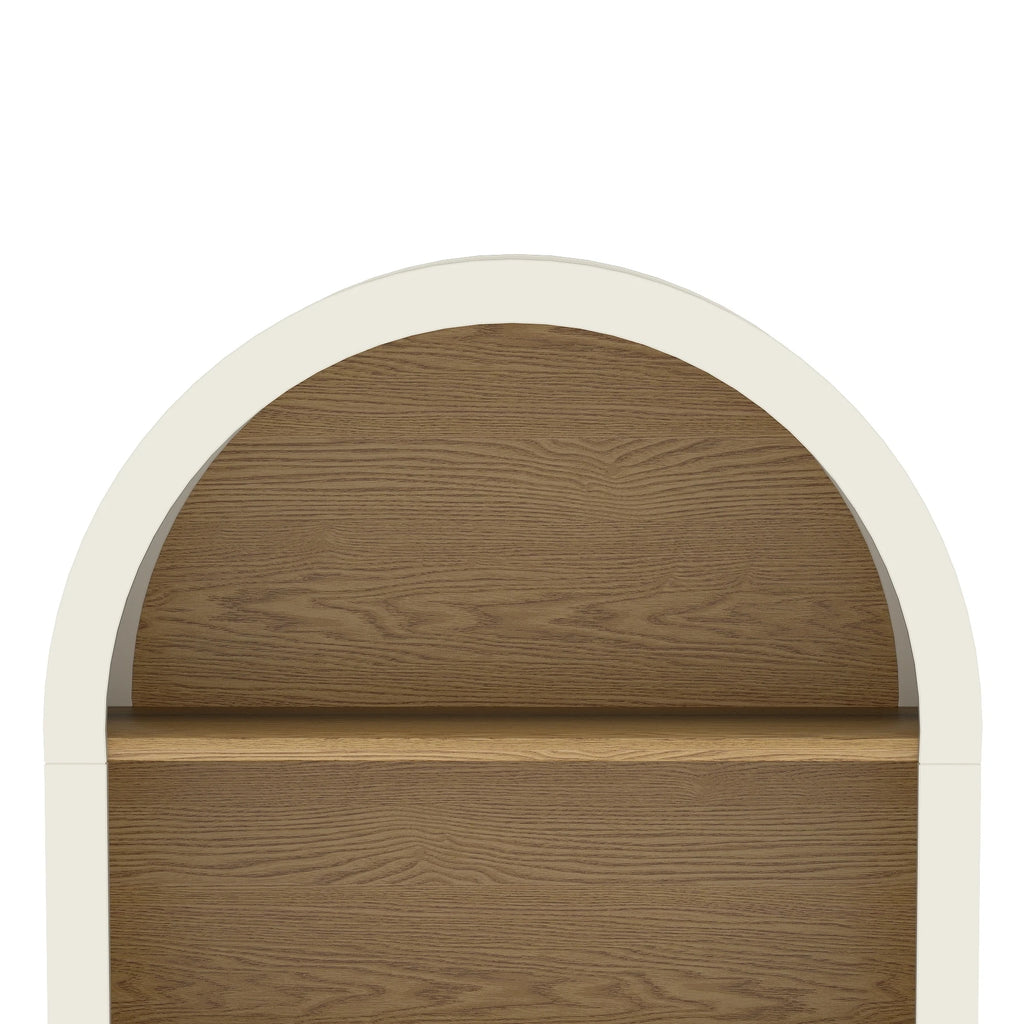 Arched Small Bookcase Storage Cabinet Modern Engineered Wood 3-Tier Bookshelf White Woodgrain Shelves Home Furniture