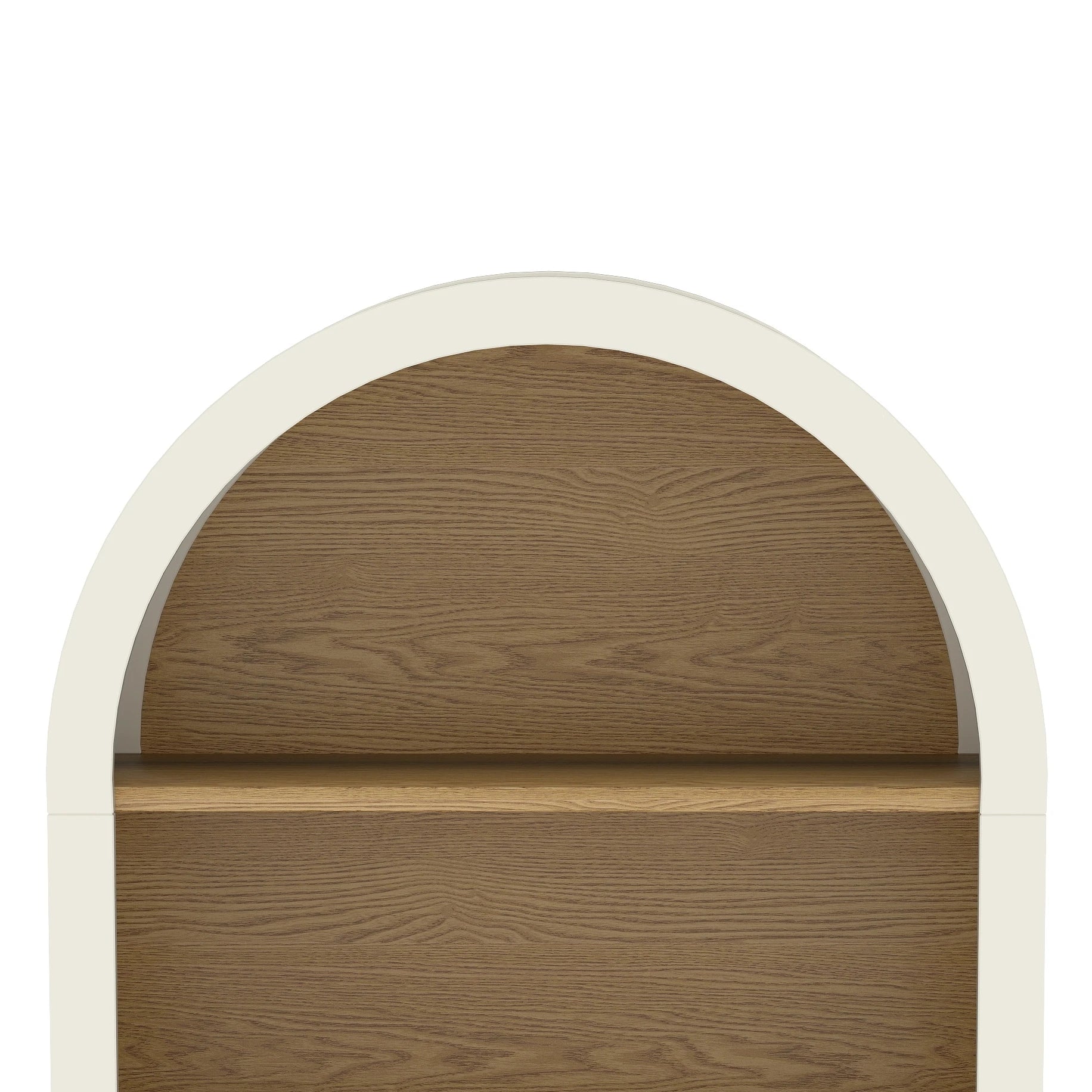 Arched Small Bookcase Storage Cabinet Modern Engineered Wood 3-Tier Bookshelf White Woodgrain Shelves Home Furniture