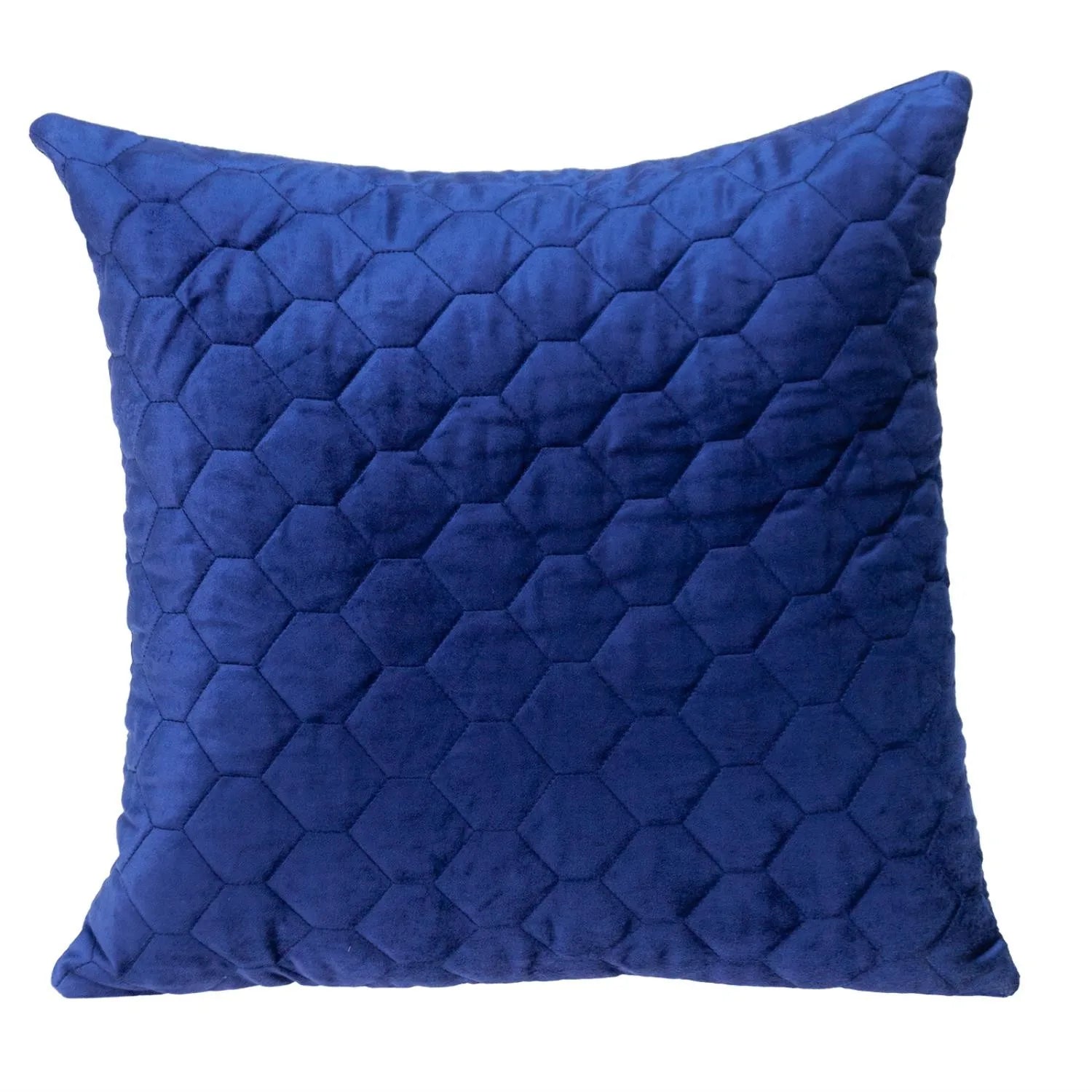 HMS Blue Geometric Quilted Velvet Throw Pillow Decorative Silk Cushion for Living Room Sofa Home Use Christmas Pattern Foam