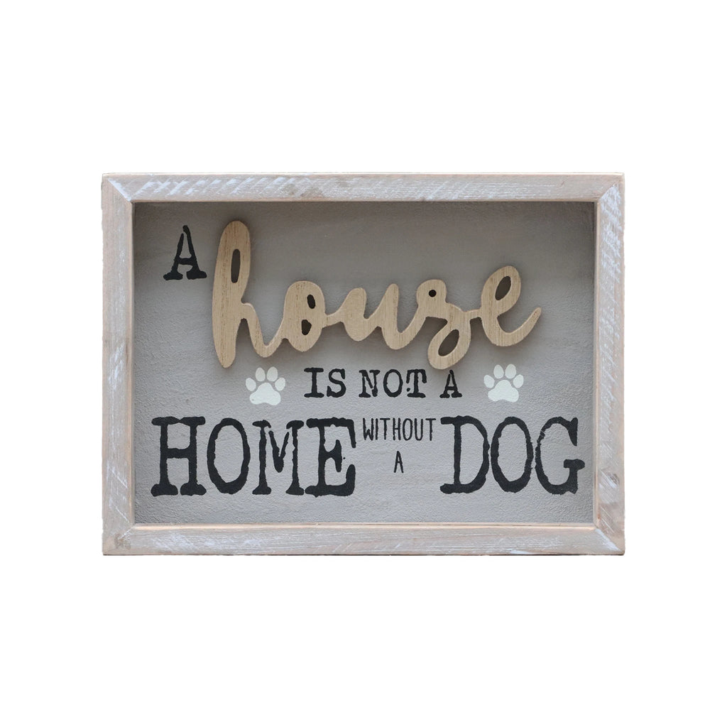 Parisloft A House is Not A Home Without A Dog Wooden Dog Signs for Dog LoversRustic Wood Pet Sign Plaque 9.5x1.5x7''