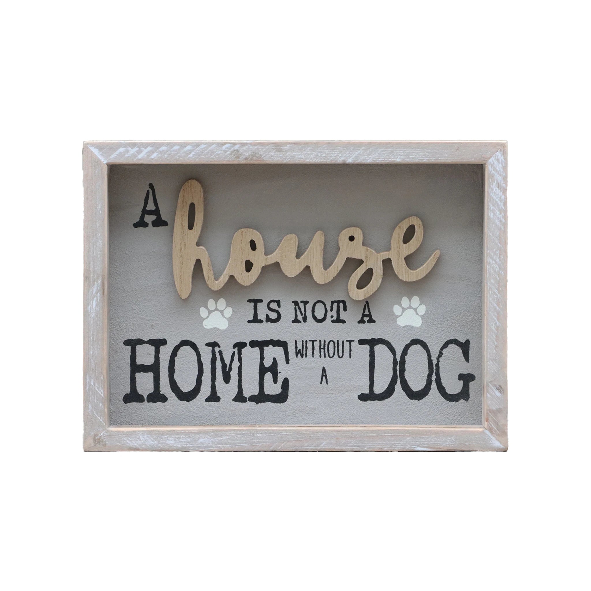 Parisloft A House is Not A Home Without A Dog Wooden Dog Signs for Dog LoversRustic Wood Pet Sign Plaque 9.5x1.5x7''