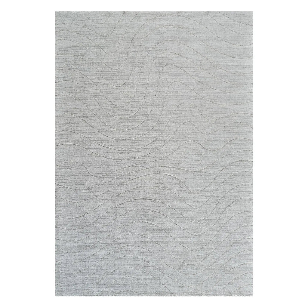 HMS 8' Gray Abstract Non-Skid Runner Rug Handmade Tufted Modern Carpet Washable Wool Polyester Silk Foam for Home Prayer Use