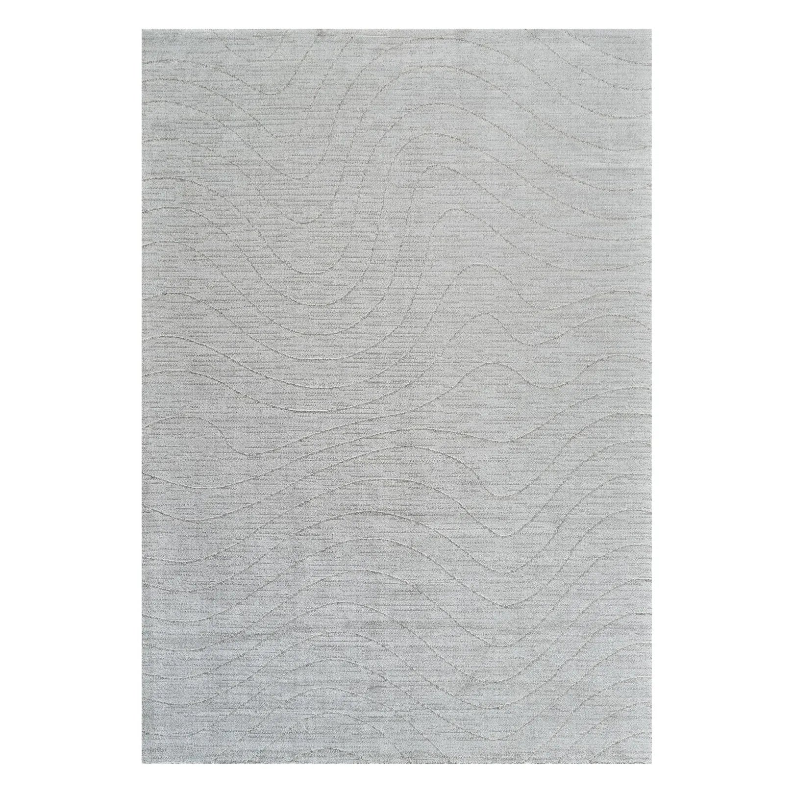 HMS 8' Gray Abstract Non-Skid Runner Rug Handmade Tufted Modern Carpet Washable Wool Polyester Silk Foam for Home Prayer Use