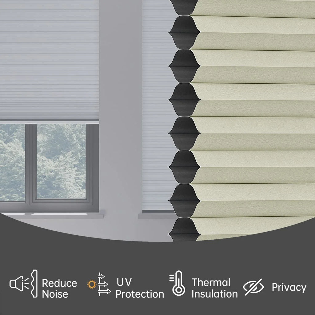 Blackout Cordless Cellular Shades Pull Down Honeycomb Blinds  Custom Side Window Treatment for Home Office Living Room