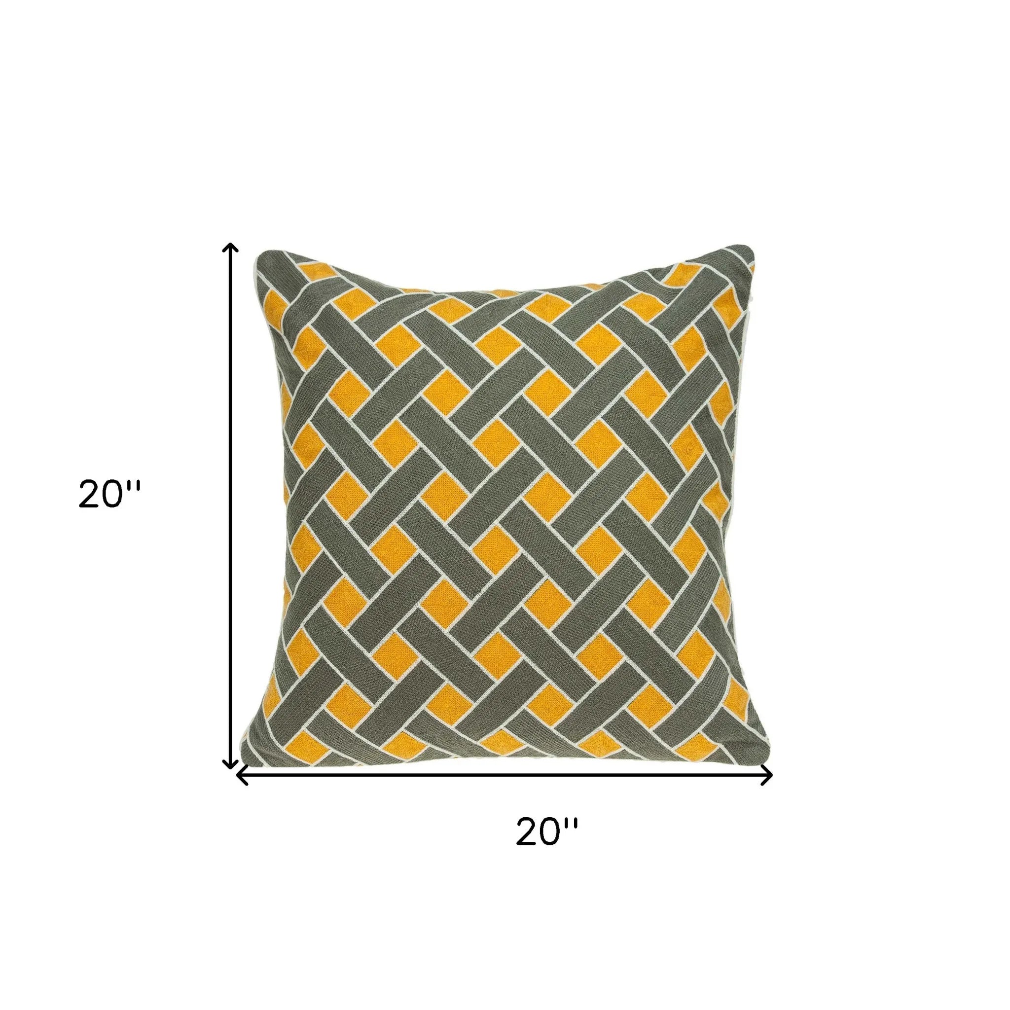 HMS 20\" Gray and Orange Braided Cotton Throw Pillow Decorative & Stylish Pillow for Home Decor