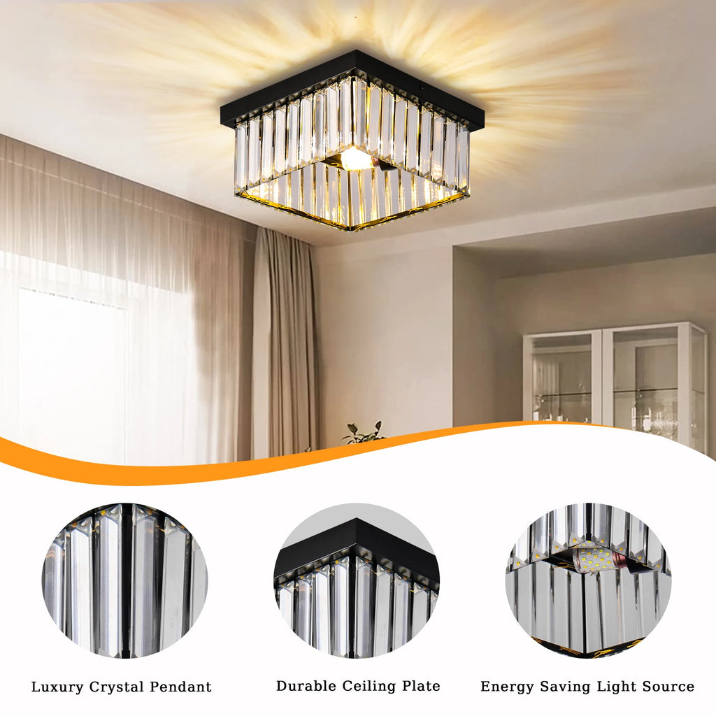Modern Nordic Gold Crystal Pendant Ceiling Lights K9 Crystals Square Chandelier for Living Room and Hotel Home Decor