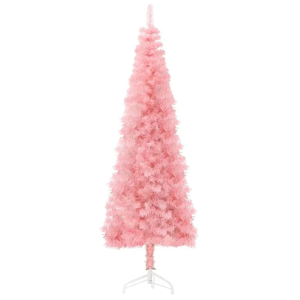 W2B VidaXL Modern Luxury Artificial Half Christmas Tree 180 cm Pink PVC & Steel Customizable Stand for Decorated Home