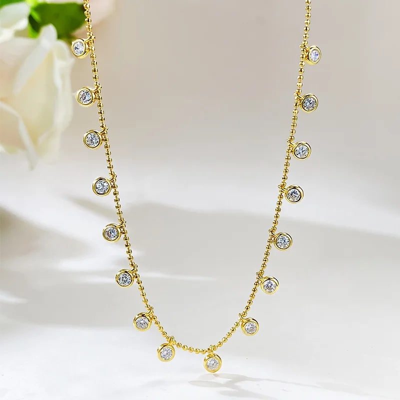 New S925 Silver Tassel Bubble Women's Pendant Necklace, Niche, Light Luxury, Exquisite, High-quality Wedding Jewelry