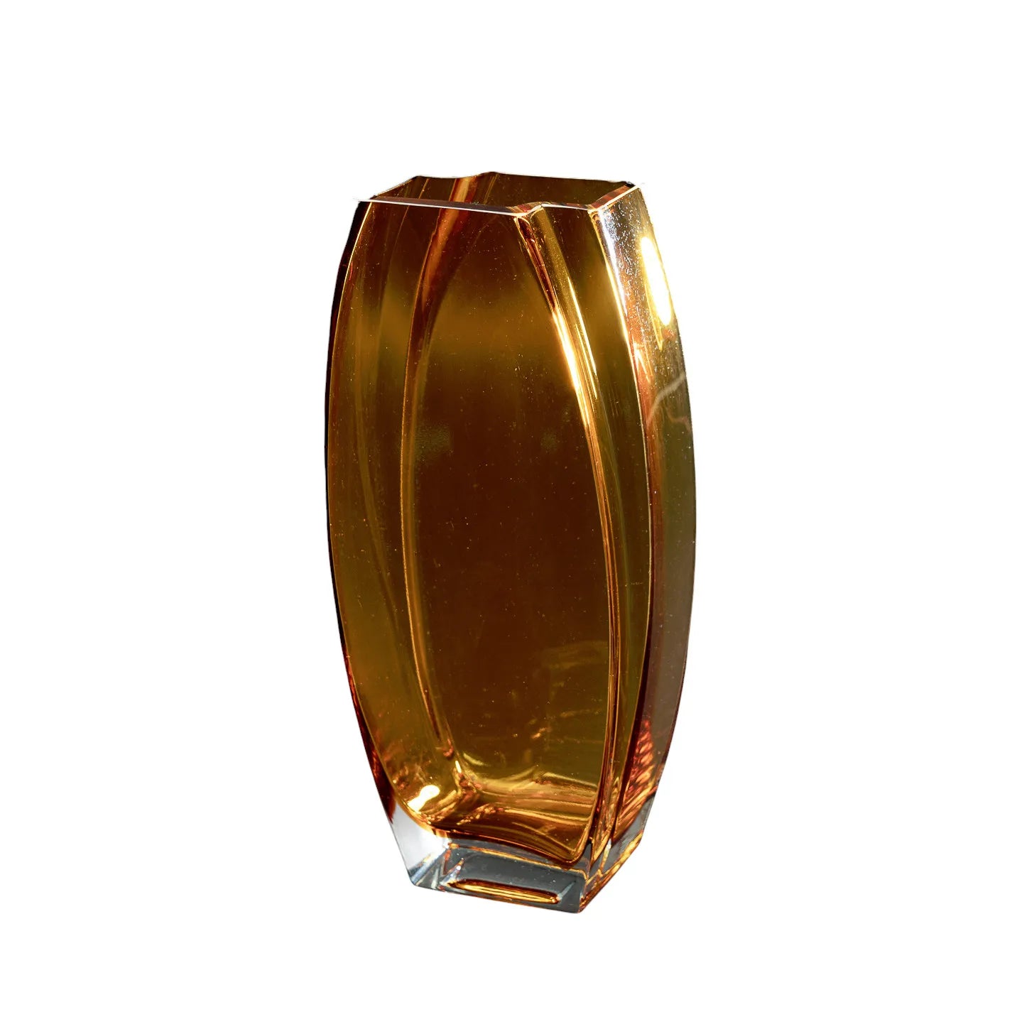 HMS Luxury 11\" Amber Lead-Free Crystal Tabletop Vase Modern Transparent Glaze for Home Decor Flower & Party Decorative Purpose