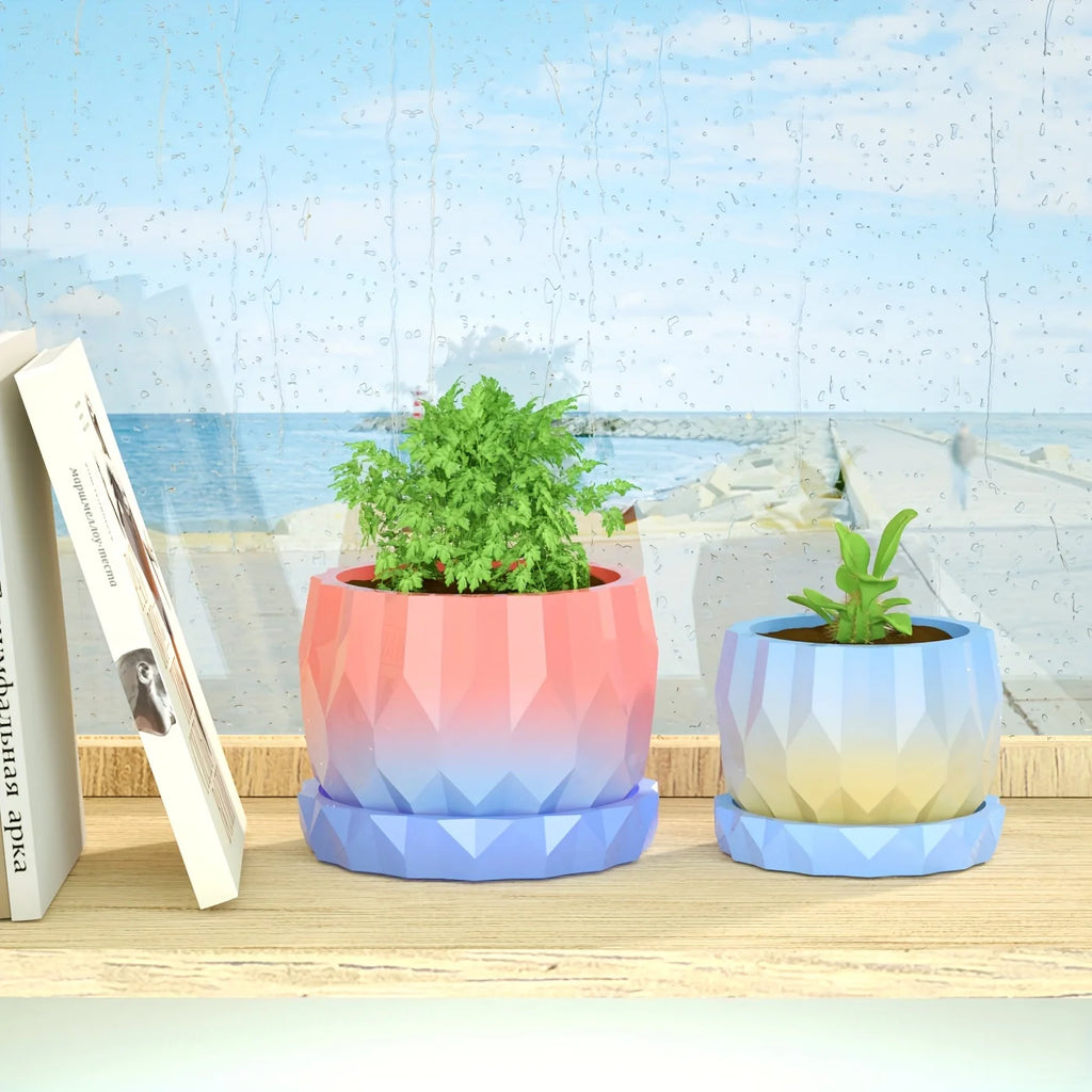 Pair Resin Silicone Molds Heat Curing Fashion Designed Creating Concrete Pots Plates Well Vases Multiple Facets Home Garden