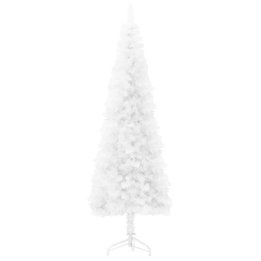 W2B VidaXL Luxury Half Artificial Christmas Tree White PVC Steel Slim High Quality Standing for Home Outdoor Decorations