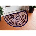 HMS 18\" X 30\" Brown Black Rubber Geometric Semi-Circle Door Mat Outdoor Entrance Polyester Mat Printed Pattern for Home Use