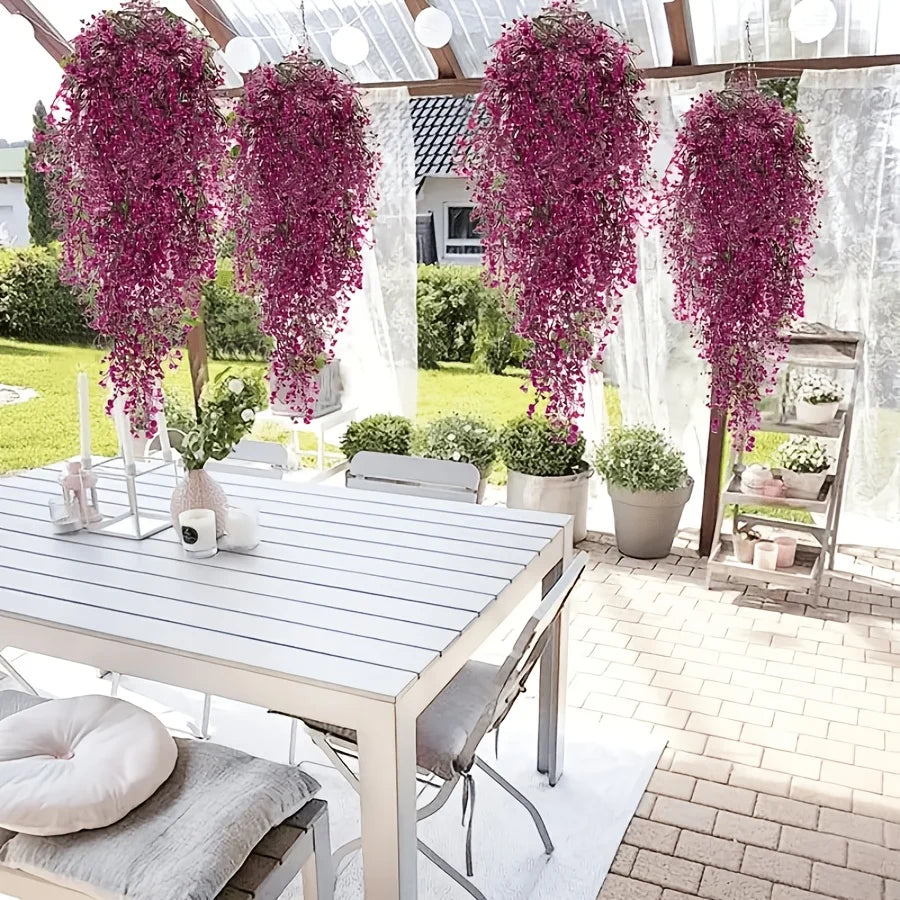 3pcs Golden Artificial Flowers 3pcs Golden Artificial Fake Flowers, Wall Mounted Hanging Home Decoration | Simulated Willows
