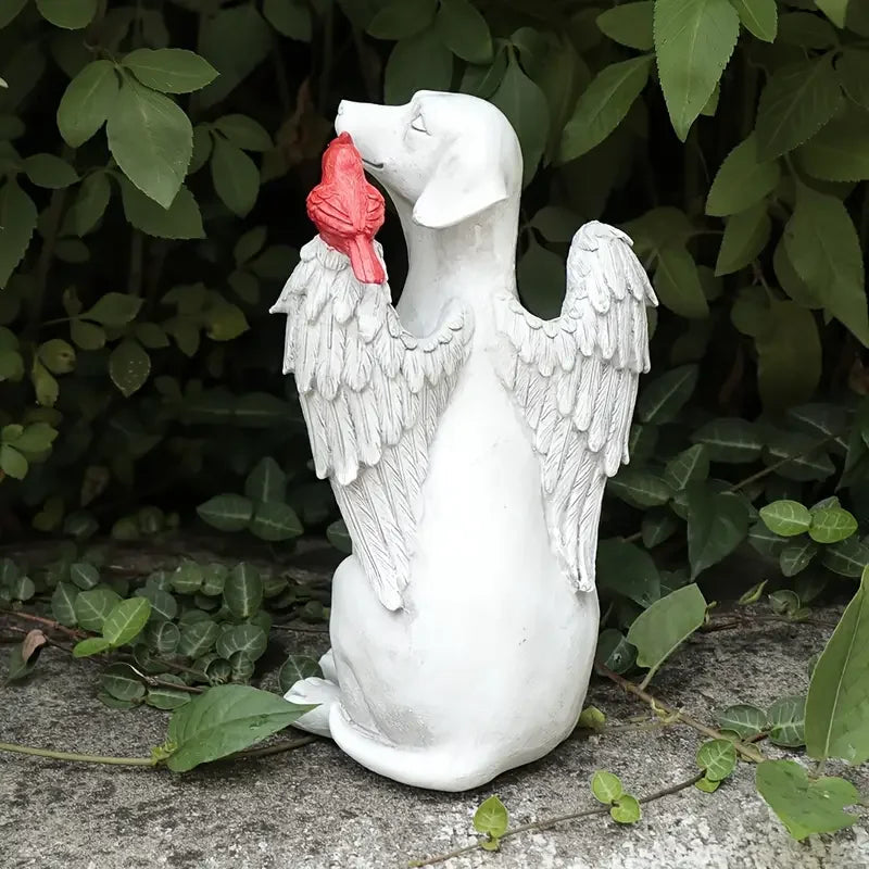 White Dog Sculpture, Peaceful Sleeping Puppy Figurine, Garden Decor for Outdoor Patio, Home Decoration, Realistic Animal Statue