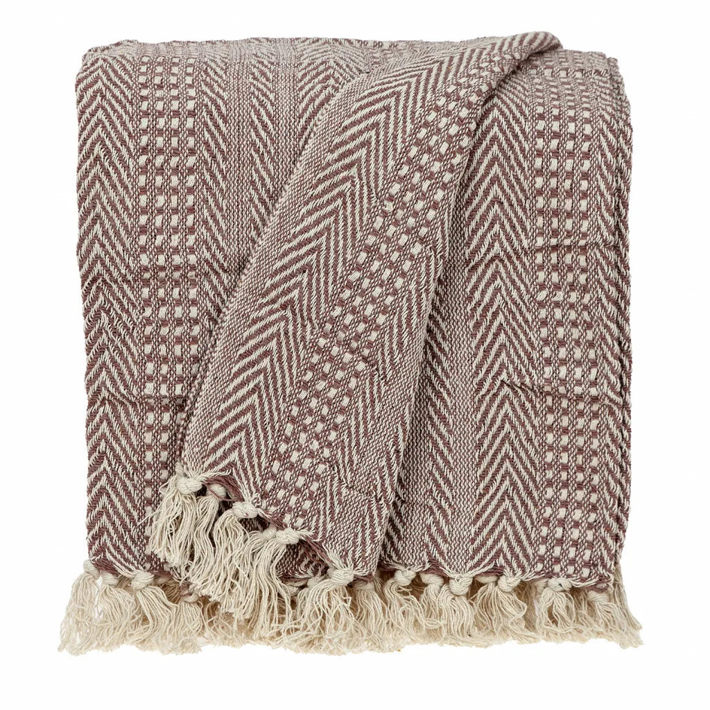 HMS Brown and Beige Woven Herringbone Handloomed Throw for Home Decor