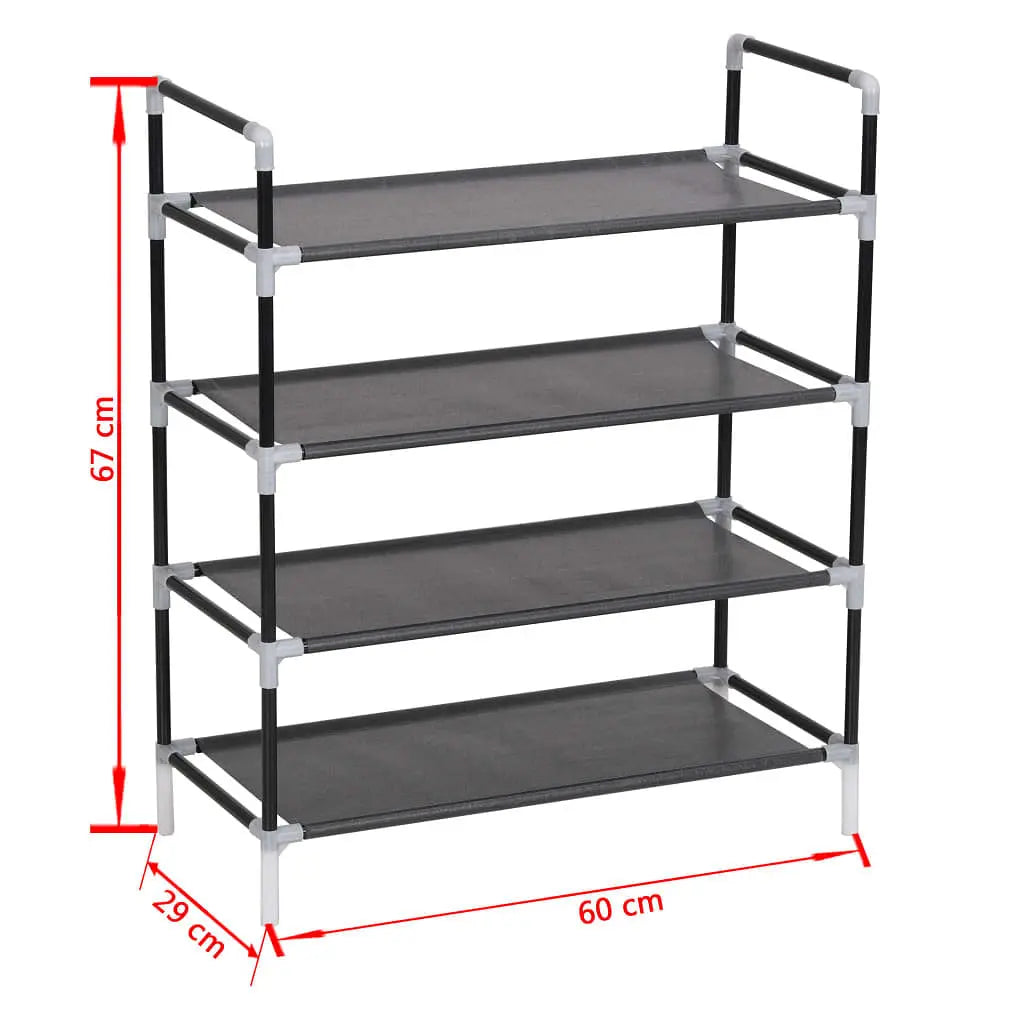 W2B VidaXL Modern Black Metal Shoe Rack Easy-to-Assemble Convertible Rectangular Design Durable Iron MDF for Home Furniture