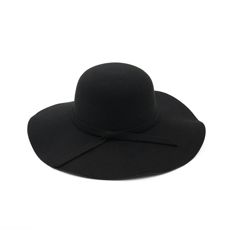 winter Hats For Women Bucket cap Soft Vintage Wide Brim Wool Felt Bowler Fedora Hat Floppy Cloche Women's Large Hat Church cap
