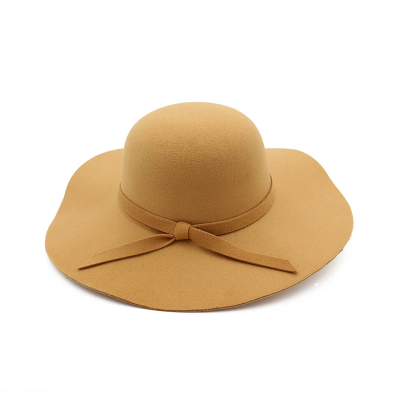 winter Hats For Women Bucket cap Soft Vintage Wide Brim Wool Felt Bowler Fedora Hat Floppy Cloche Women's Large Hat Church cap